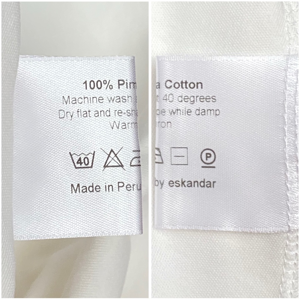 ESKANDAR white cotton pocket angle to front round neck short sleeve t-shirt - Picture 5 of 5